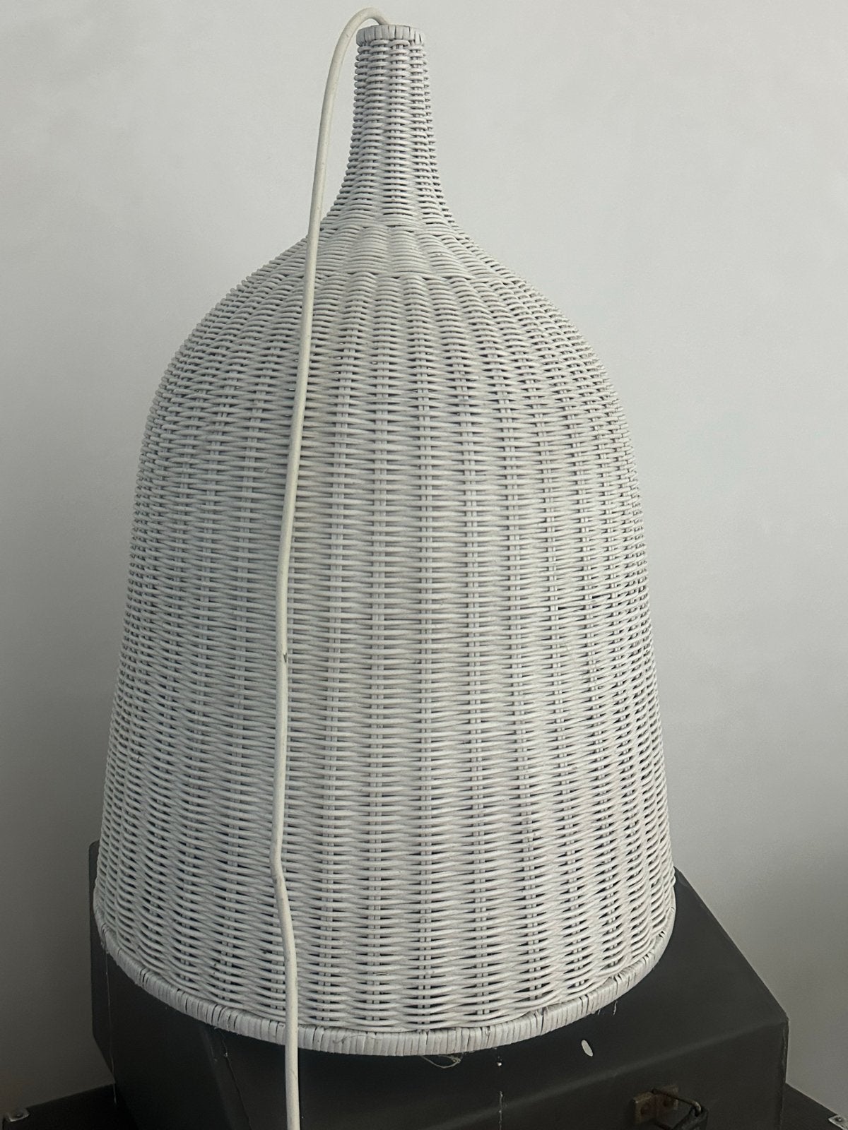 Witte rotan hanglamp - Boheemse stijl, Ophalen, Gebruikt, Natuurlijk materiaal, Overige fittingen