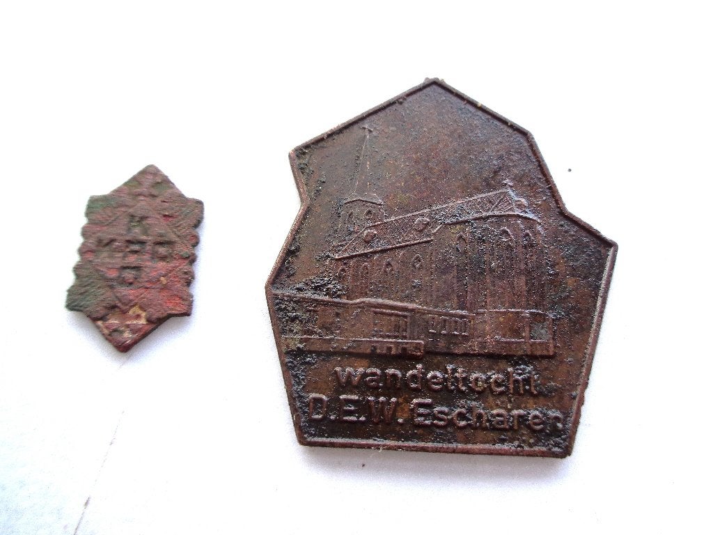 2 stuks 19eewse Herdenkingspenningen Escharen, Postzegels en Munten, Penningen en Medailles, Ophalen of Verzenden, Overige materialen