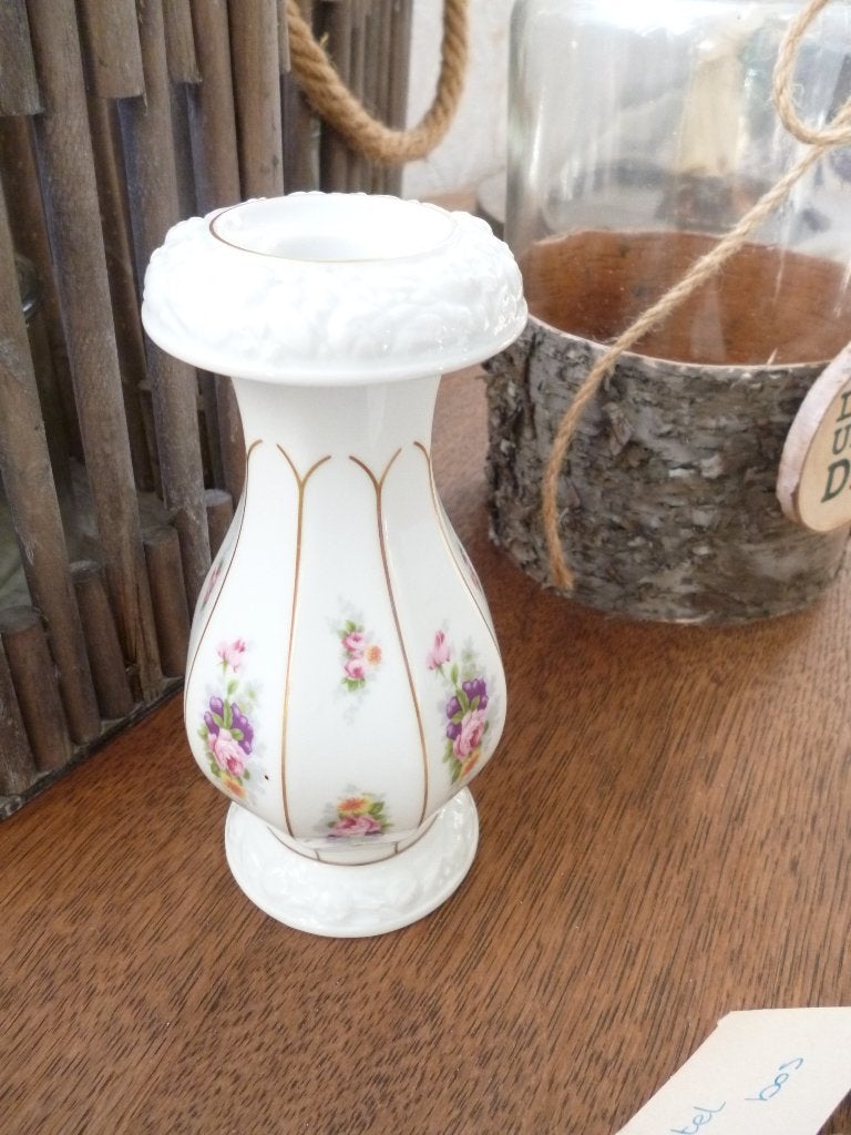Brocante kandelaar met bloementjes, Ophalen of Verzenden, Keramiek of Aardewerk
