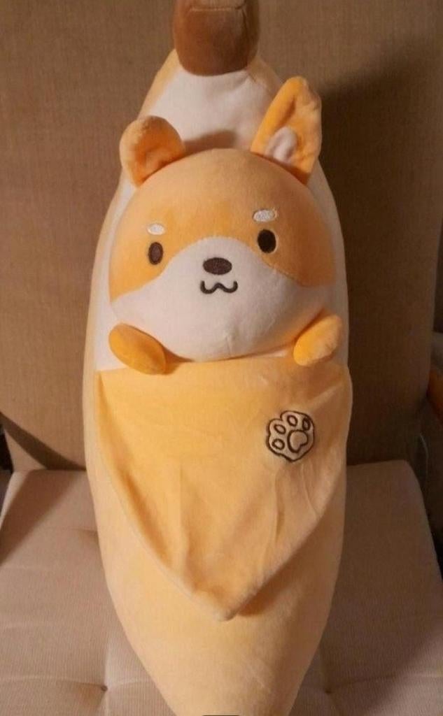 Kawaii squishmallow grote zachte knuffel banaan hond NIEUW, Ophalen of Verzenden, Nieuw, Geel, Hond