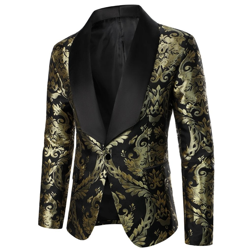 Heren zwart goud colbert zwarte gouden blazer jasje barok, Verzenden, Nieuw, Overige maten, Meerkleurig