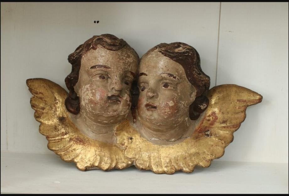 Antiek Frans houten engelenornament vergulding, Antiek en Kunst, Ophalen, Houtsnijwerk, Handgemaakt, 20 - 50 cm