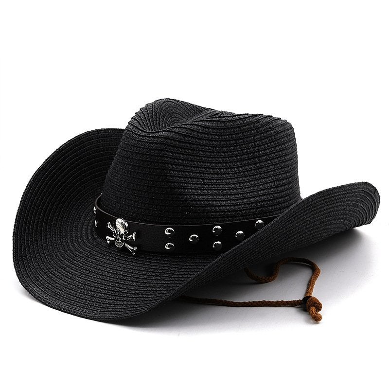 Zwarte western stro hoed met piraat / cowboy mannen vrouwen, Verzenden, Nieuw, Hoed