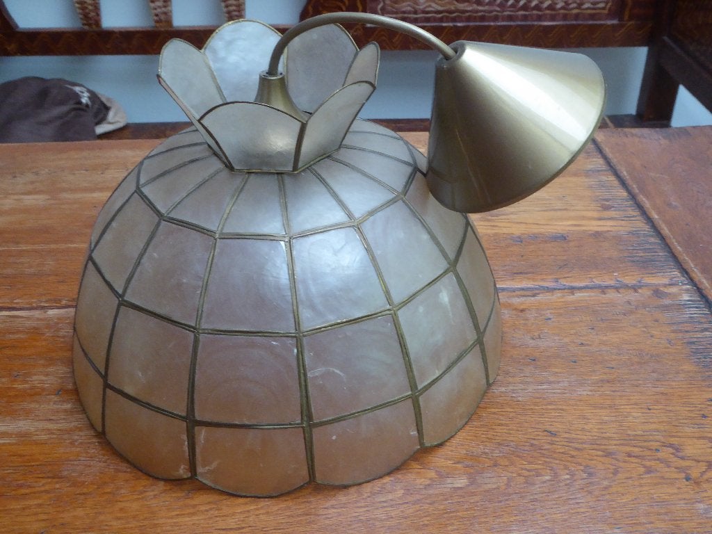 Vintage hanglamp van capiz schelpen, Ophalen of Verzenden