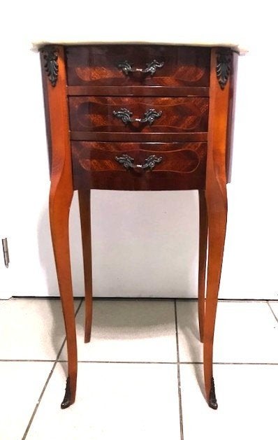 Tafel Marqueterie Marmer Brons rozenhout 3 laden😍🤗👌, Ophalen of Verzenden