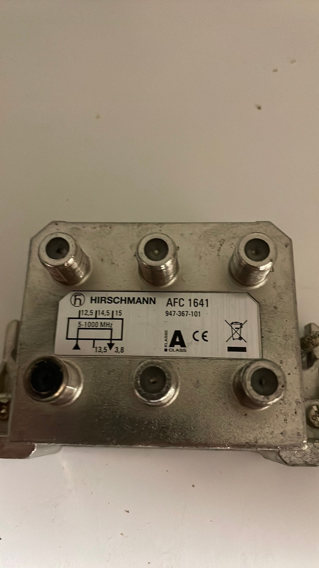 Hirschmann AFC 1641 Coaxiale Kabelverdeler 5-1000 MHz, Ophalen, Gebruikt, Coaxiale kabel