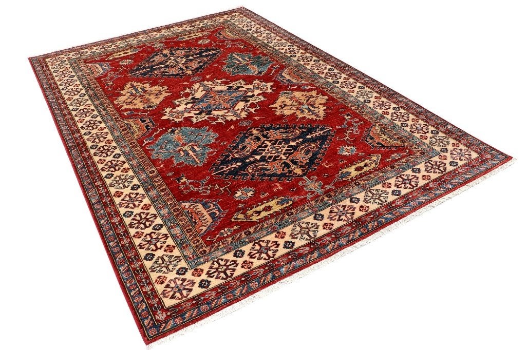 Handgeknoopt KAZAK Perzisch tapijt 263x179/kleed/kelim/Loper, Www.simatapijten.nl, 150 tot 200 cm, Ophalen of Verzenden, Info@simatapijten.nl