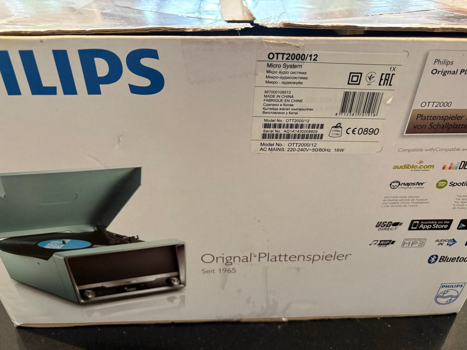 Philips OTT2000 Platenspeler - Nieuw in Doos, Ophalen, Nieuw, Platenspeler, Philips