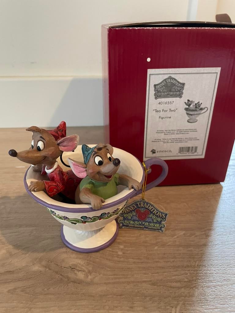 Disney traditions Jim shore Cinderella Jaq & Gus in teacup, Verzamelen, Disney, Ophalen of Verzenden, Assepoester of Belle, Zo goed als nieuw