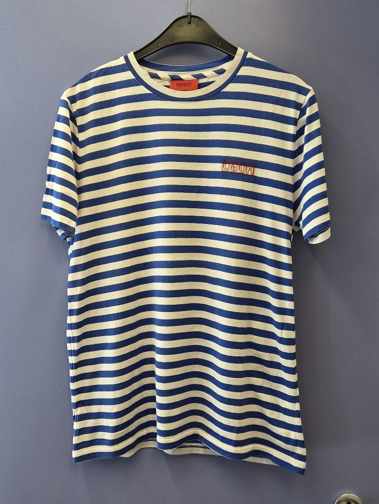Hugo Boss shirt blauw wit gestreept logo in rood mt XS 51322, Blauw, ., Hugo Boss, Ophalen of Verzenden
