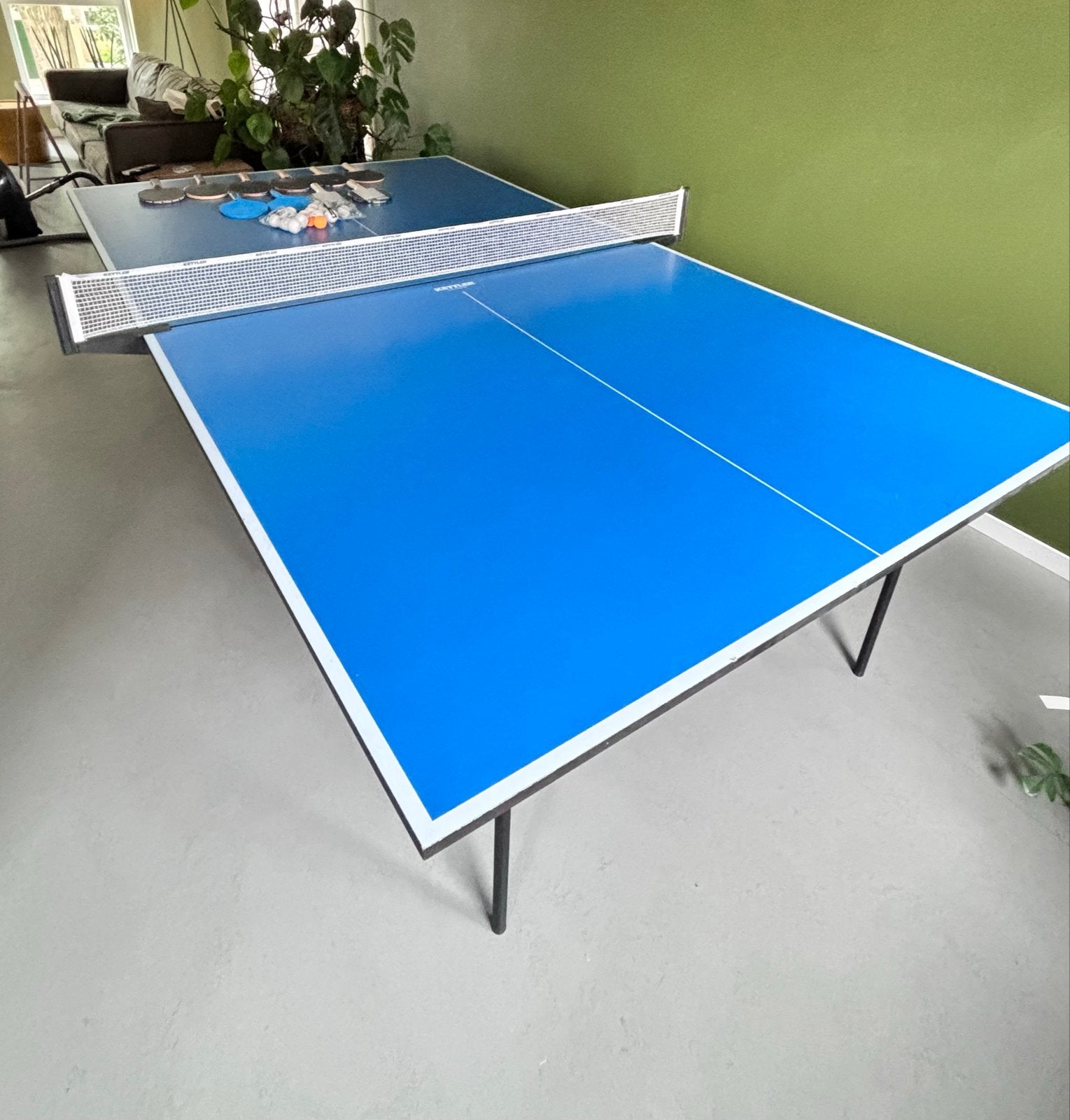 Tafeltennistafel met batjes en ballen - Officiële maten, Sport en Fitness, Tafeltennis, Ophalen, Gebruikt, Tafel Indoor, Wedstrijdformaat