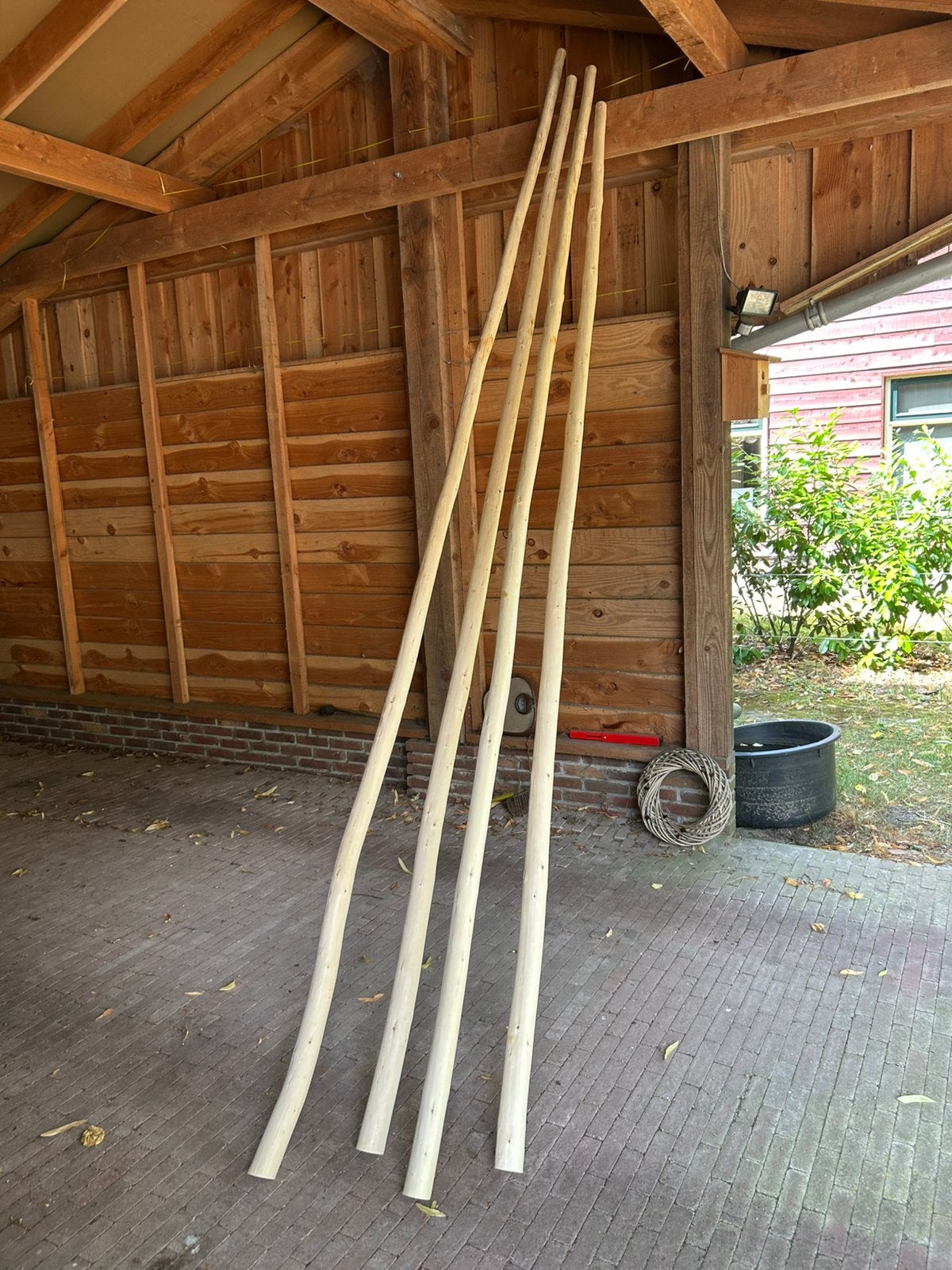 trapleuning van larix boomstam, Ophalen, Nieuw