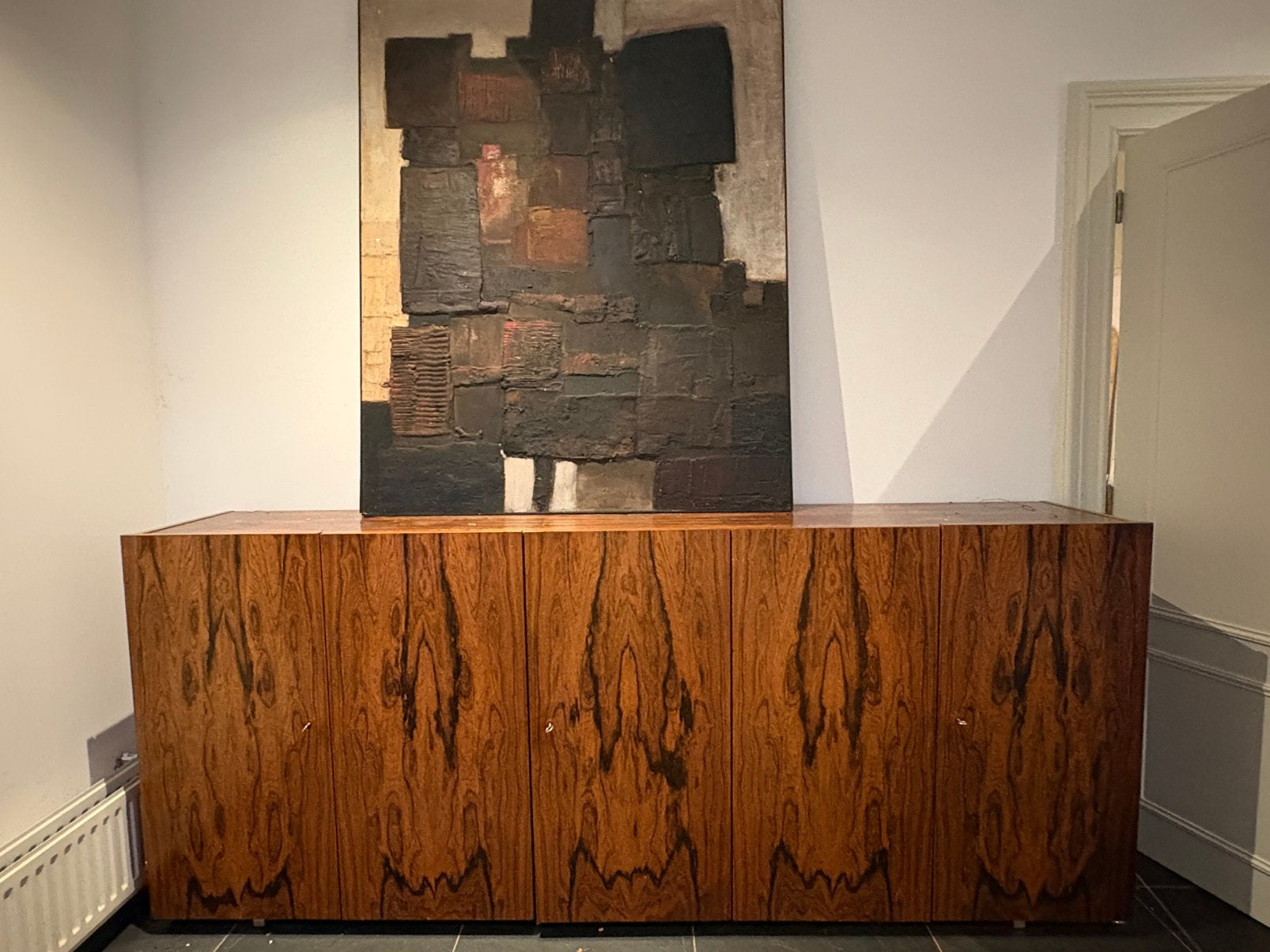 Xxl vintage palissander credenza highboard / dressoir, Ophalen, Zo goed als nieuw, 25 tot 50 cm
