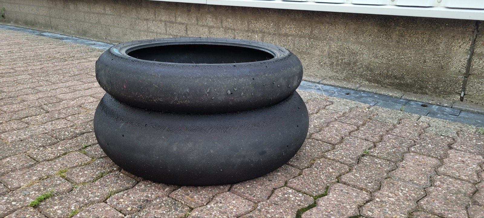 kingtyre slick medium bandenset 120/70 180/60, Ophalen of Verzenden, Gebruikt