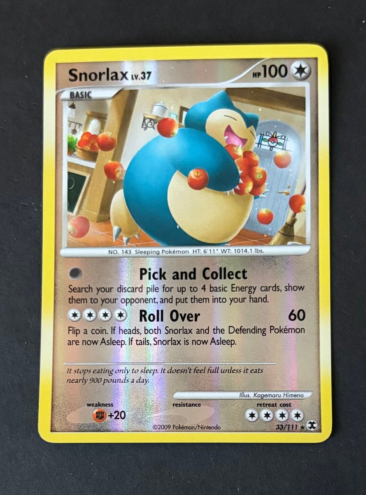 Snorlax 33/111 Reverse Holo Rare, Ophalen, Nieuw, Losse kaart, Foil