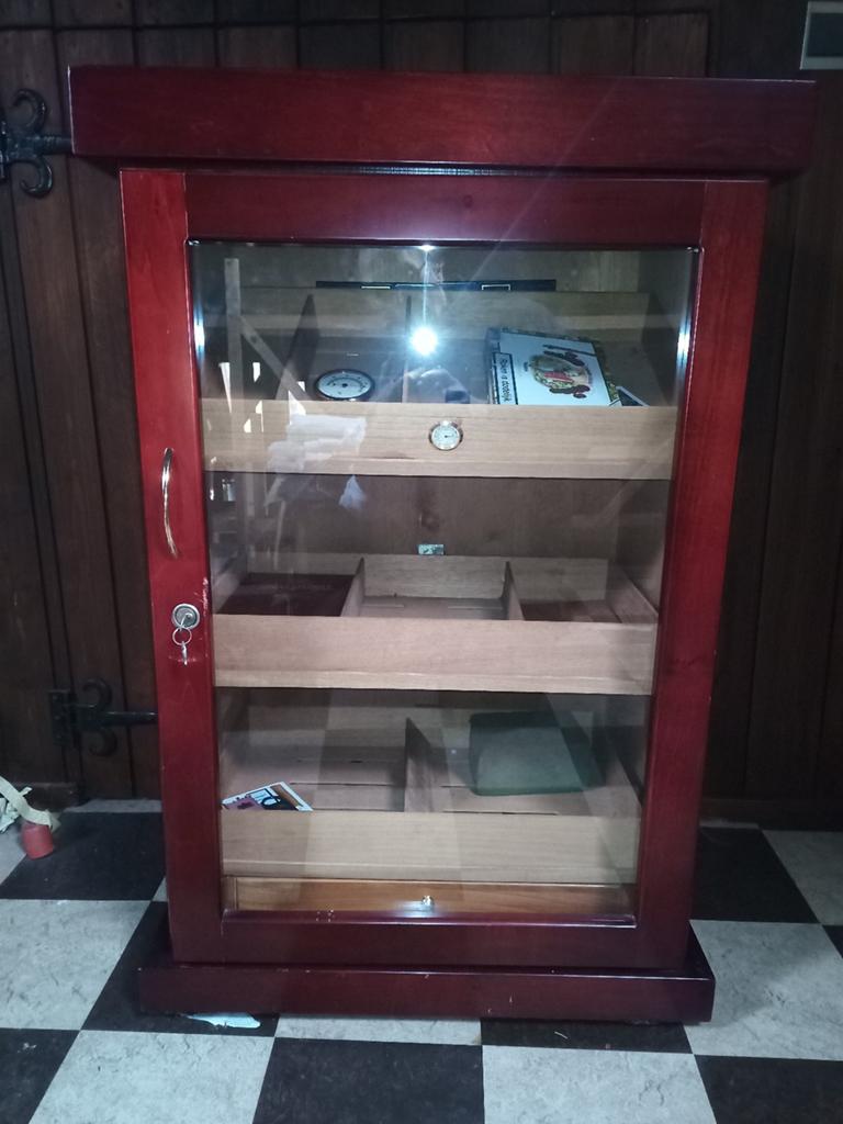 Mahonie Houten Humidor met Cederhout en Hygrometer, Verzamelen, Ophalen of Verzenden