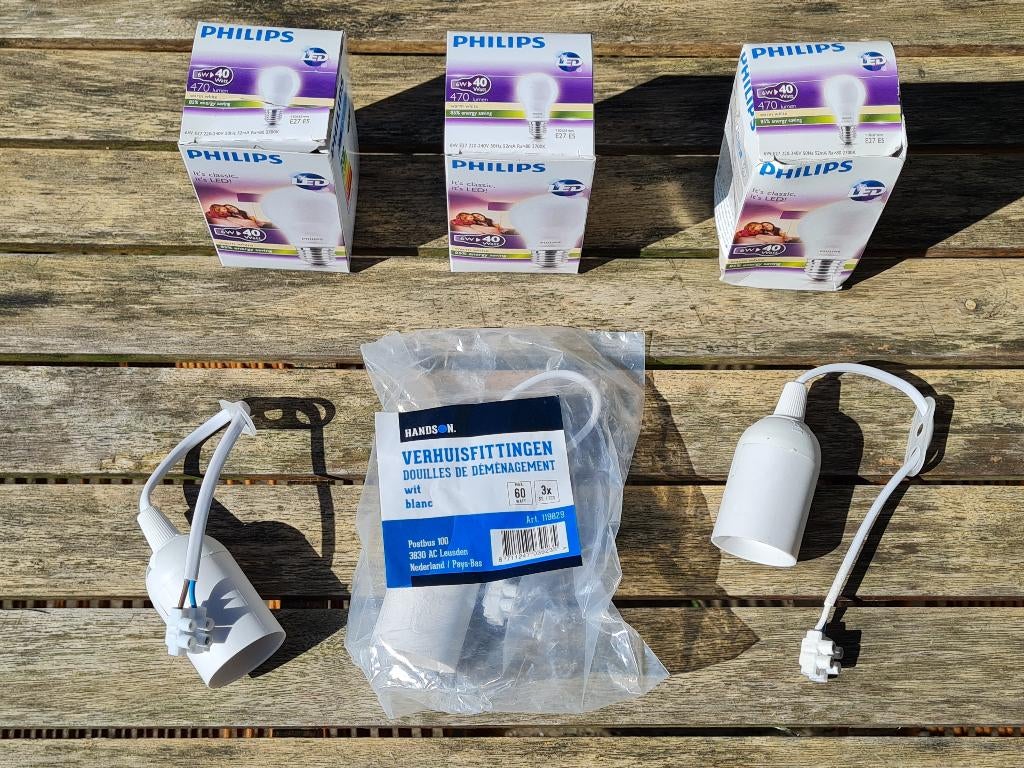 Verhuisfittingen Wit set Handson Gamma 3 stuk Philips E27, Ophalen of Verzenden, Zo goed als nieuw, Overige typen