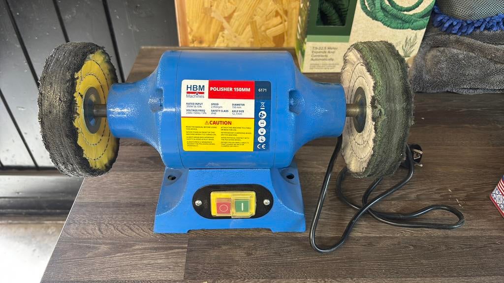 HBM polisher 150 mm zgan, Ophalen, Zo goed als nieuw, Minder dan 700 watt, Werkbankslijpmachine