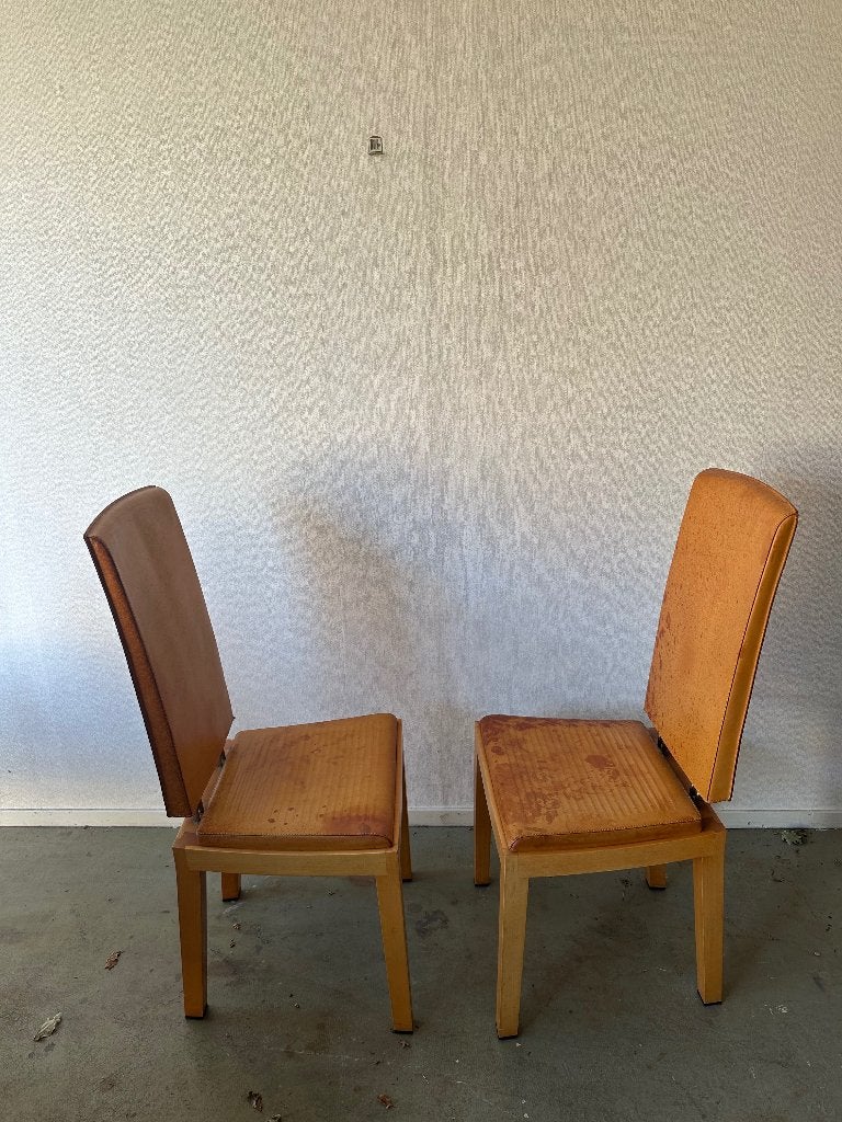 Prachtige set Giorgetti  Aro Wing Lo design stoelen, Hout, Gebruikt, Twee, Bruin