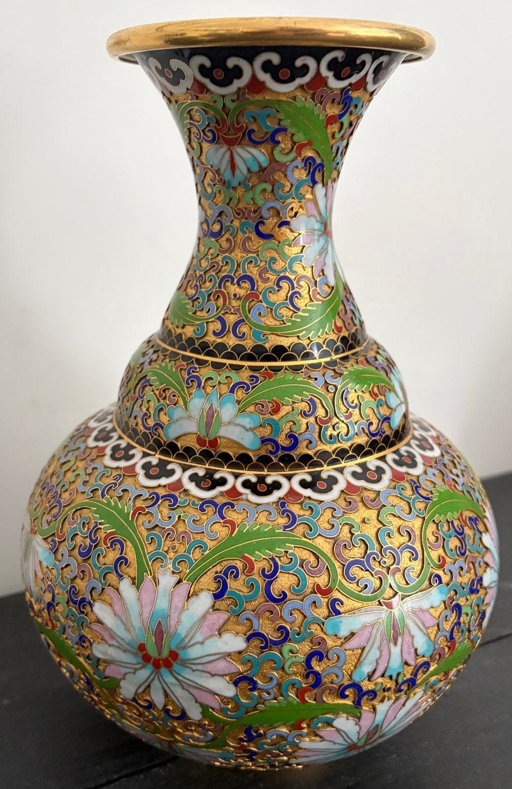 Vintage / China : Cloisonné emaille vaas jaren ‘60 - ‘70, Ophalen of Verzenden