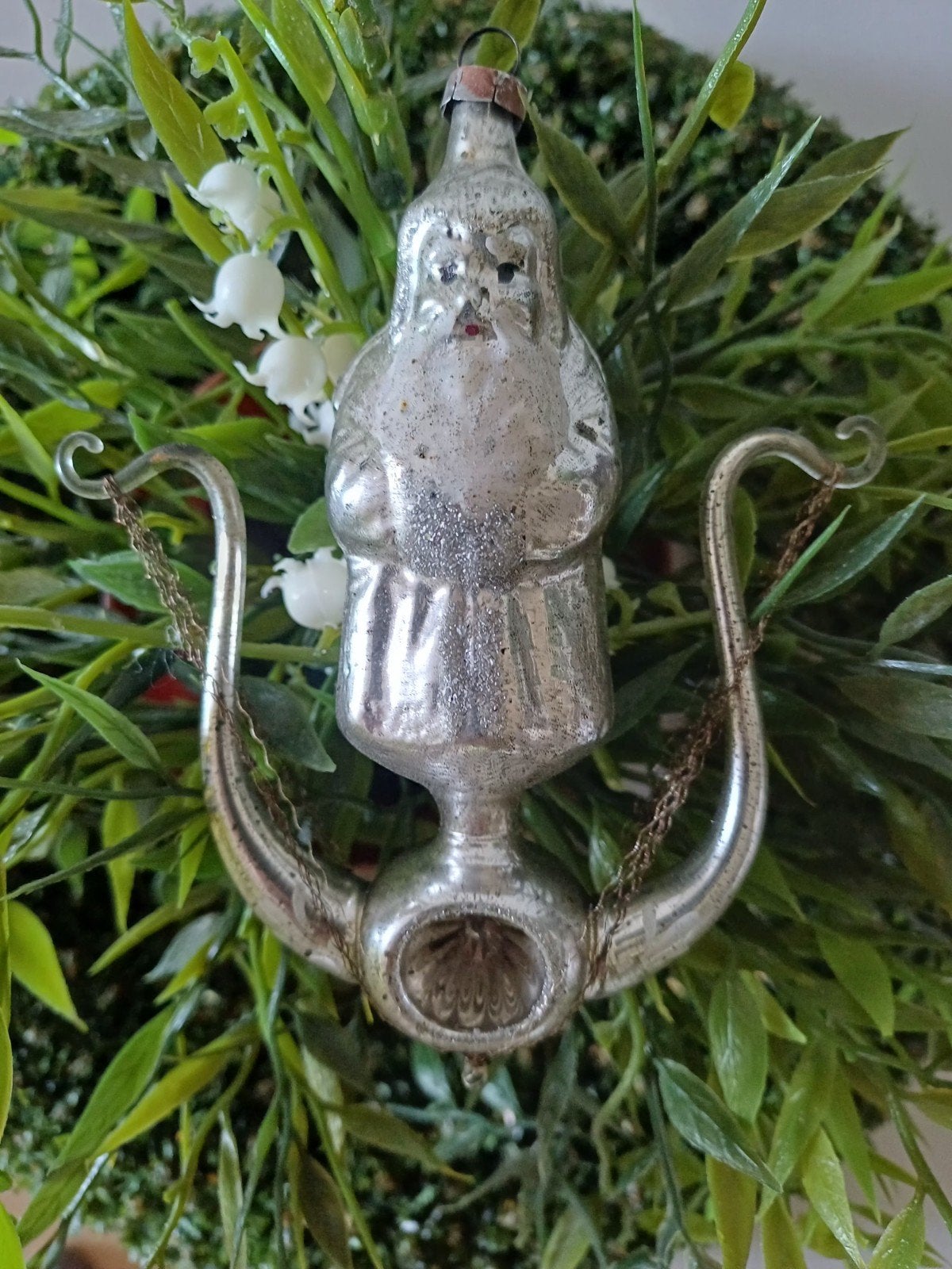 vintage kerstbal van glas Lyra kerstman, Ophalen of Verzenden