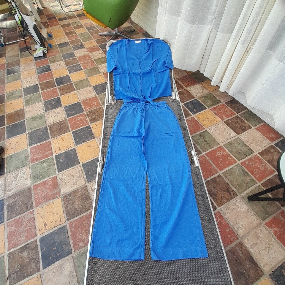 broek en blouse Freequent S nieuw blauw linnen, Maat 38/40 (M), Freequent, Blauw, Nieuw