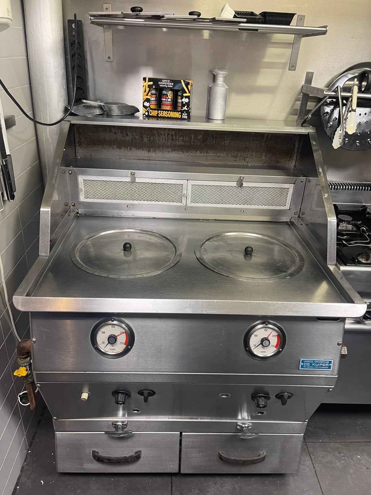 De Kuiper bakwand dubbele gasfriteuse horeca, Ophalen, Gebruikt, Fornuis, Frituur en Grillen