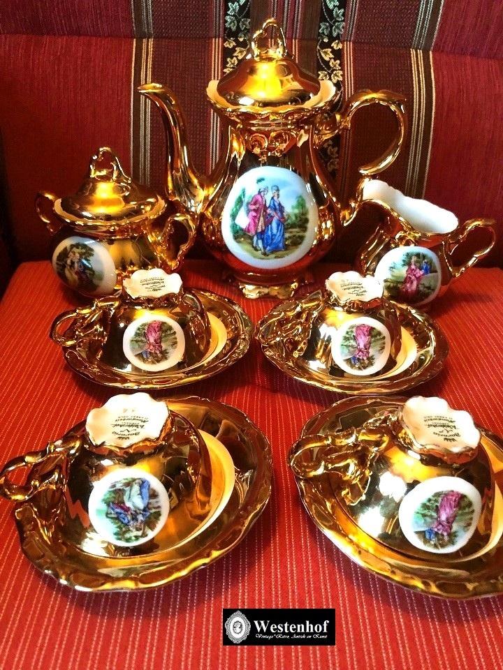 Bavaria mokka servies - koffieservies set - 22 Karat goud, Antiek en Kunst, Antiek | Servies compleet, Ophalen of Verzenden