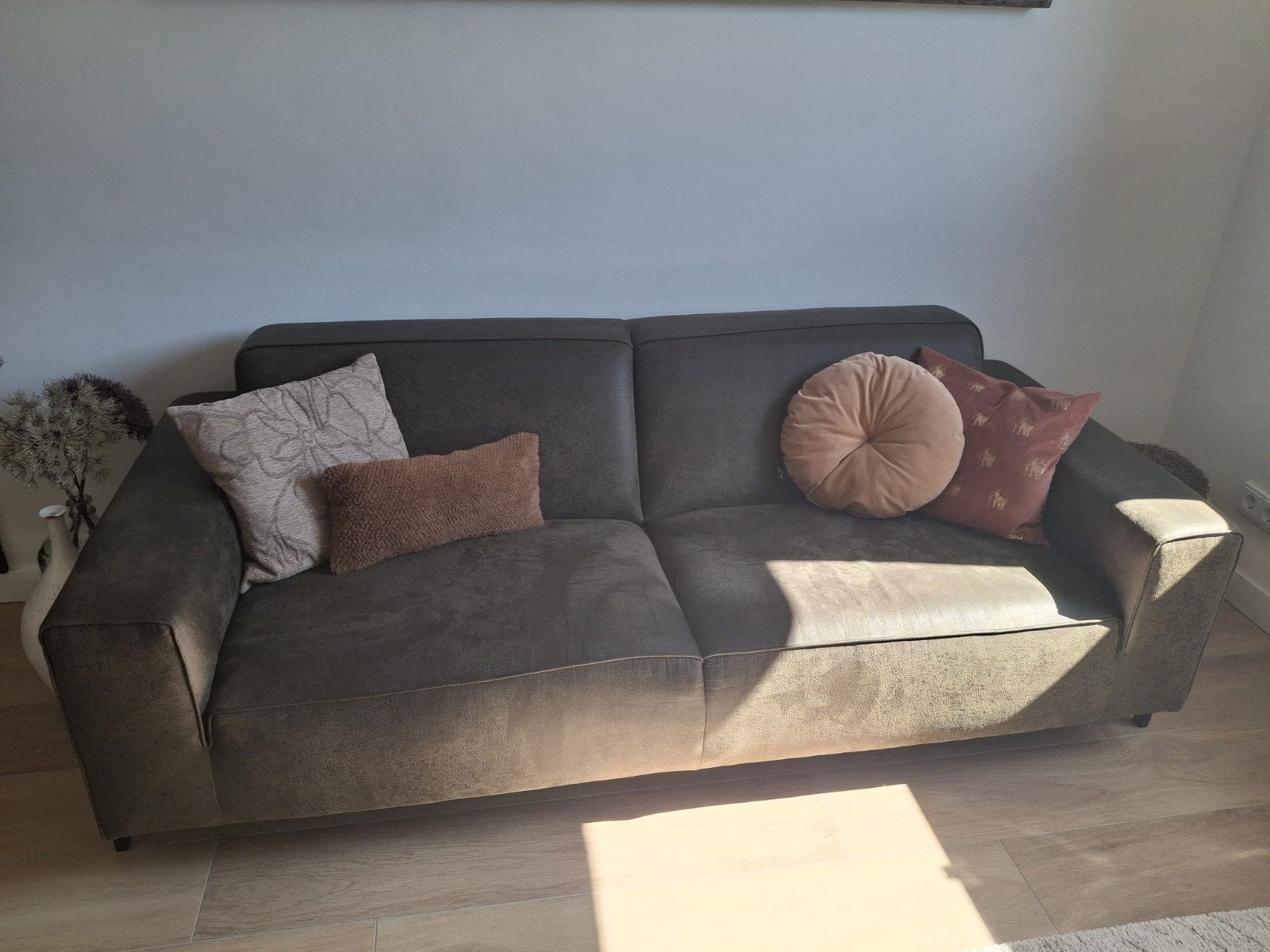 Gratis: Donkergroene stoffen bank 220 x 85 cm, Huis en Inrichting, Banken | Bankstellen, Ophalen, Gebruikt, Driepersoons, 75 tot 100 cm