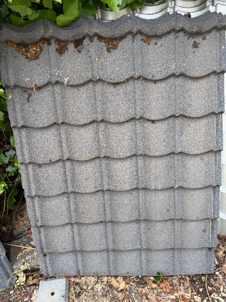 15 metalen dakpanplaten / dakplaten antraciet Aquaplan, Doe-het-zelf en Verbouw, Dakpannen en Dakbedekking, Gebruikt, Dakplaat of Dakpanplaat