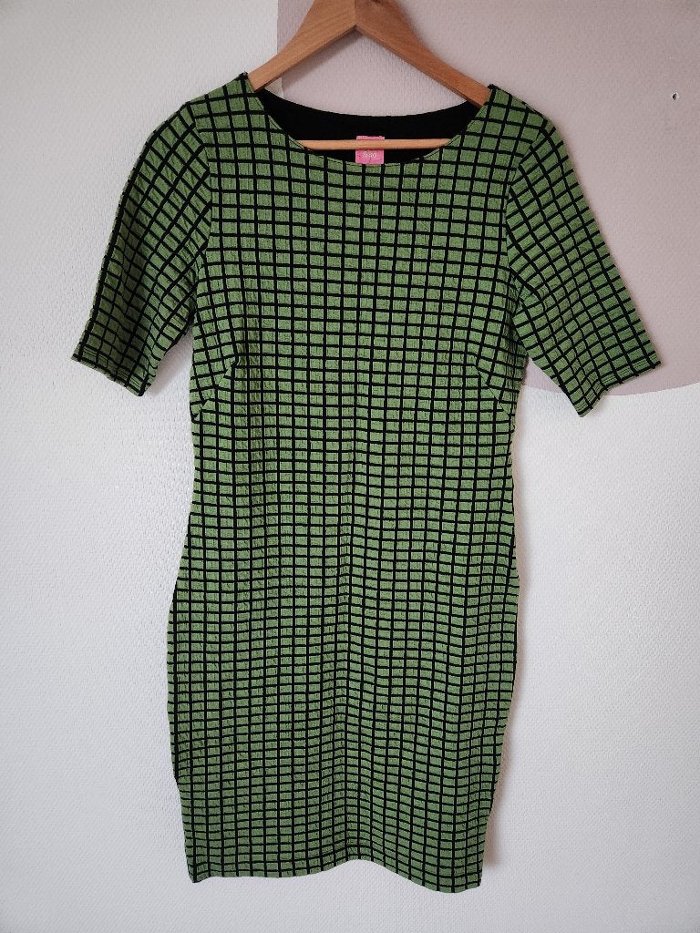 Groen winterse jurk Kyra & Ko - M, Kleding | Dames, Jurken, Maat 38/40 (M), Ophalen of Verzenden, Zo goed als nieuw, Knielengte