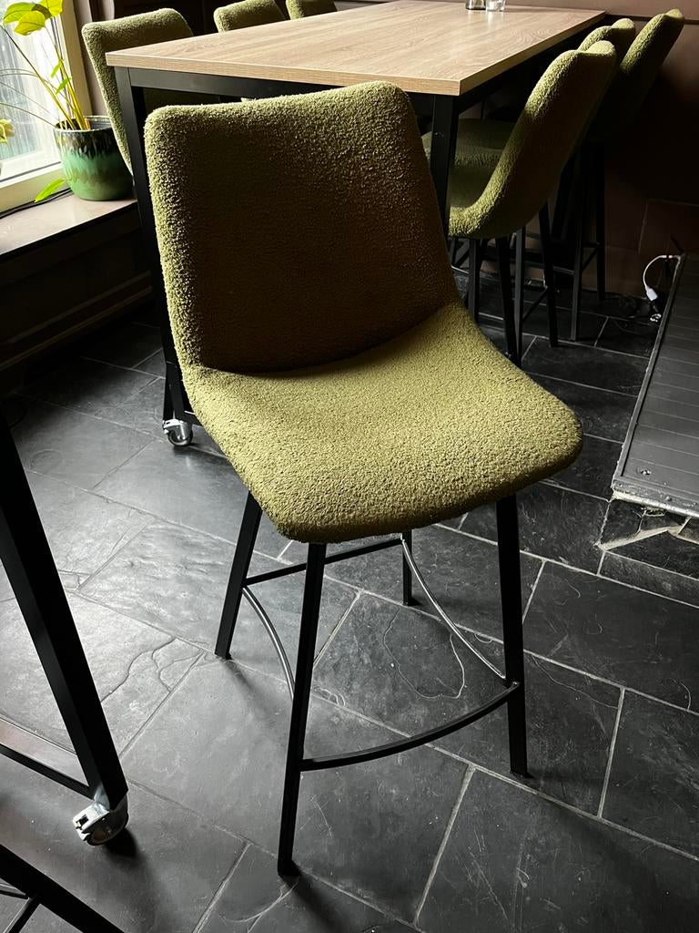 5 groene teddy barkrukken, Huis en Inrichting, Barkrukken, 2 krukken, Ophalen, Zo goed als nieuw, 60 tot 90 cm