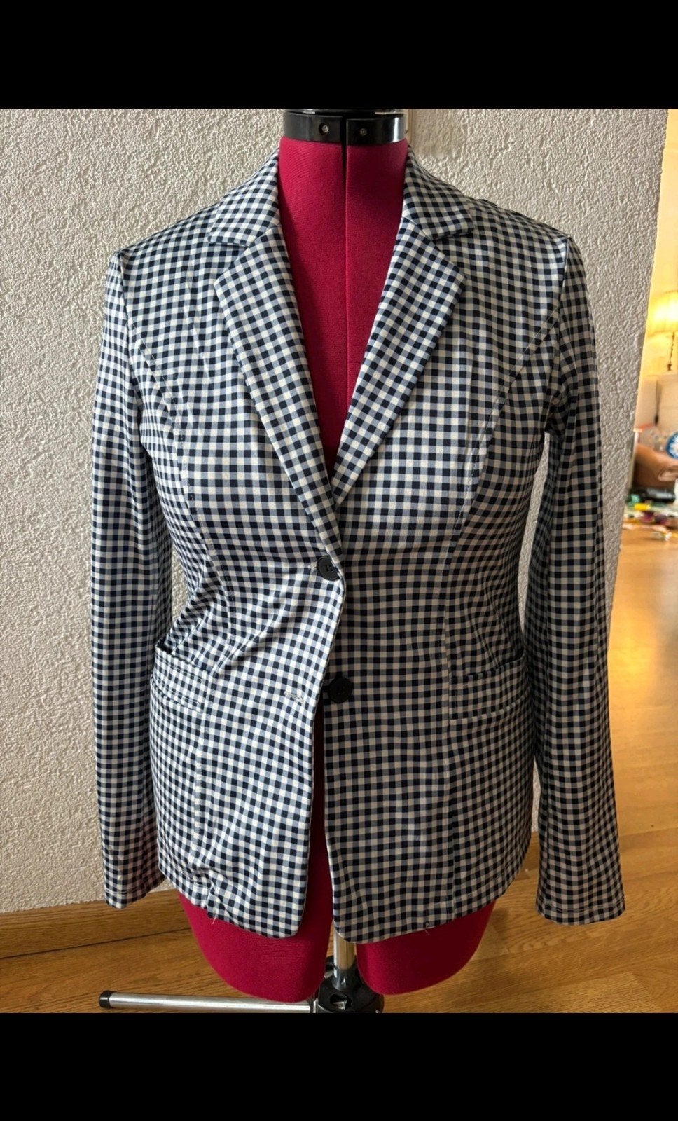 Nieuwe blazer es&sy maat 36 blauwe ruit, Blauw, Nieuw, Ophalen of Verzenden, Jasje