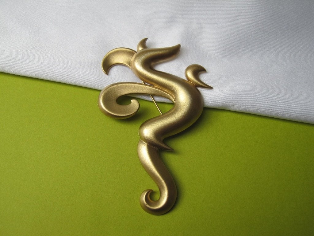 Broche draak/vogel abstract/. JJ, Verzenden, Zo goed als nieuw, Goud, Overige materialen
