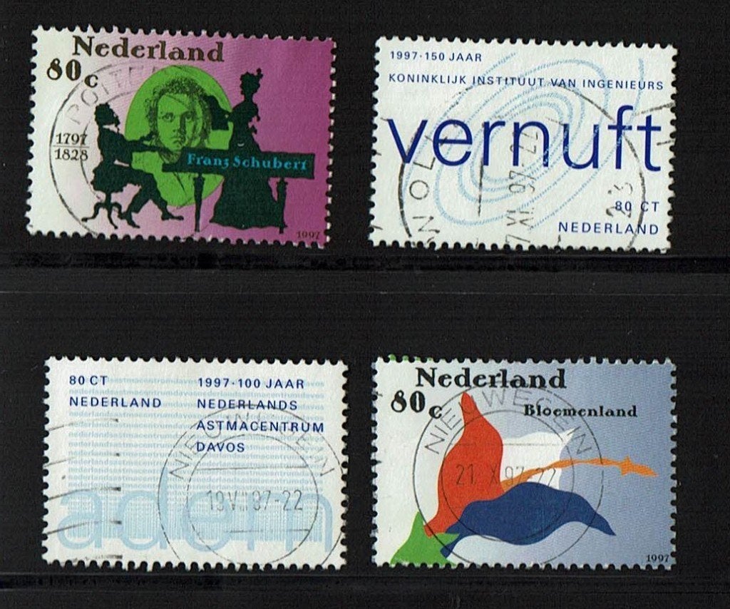 Nederland NVPH 1729-1732 gestempeld 2, Postzegels en Munten, Verzenden, Na 1940, Gestempeld