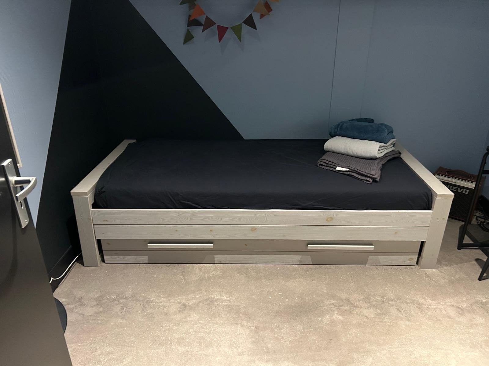 Bed incl. bedlade van Woood en Beter B. Bossflex lattenbodem, Ophalen, Gebruikt, 90 cm, Hout