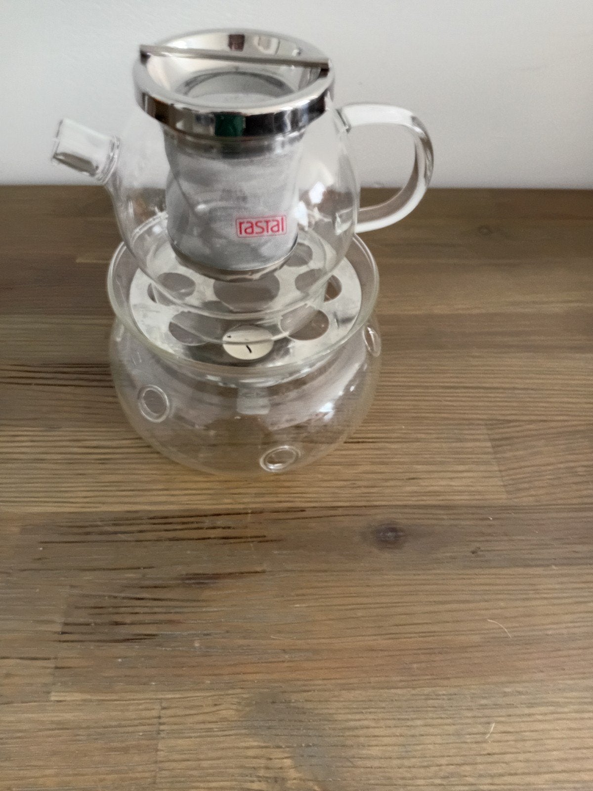 Glazen theepot met theelichtje - Rastal, Theepot/fluitketel, Ophalen of Verzenden, Overige merken, Glas