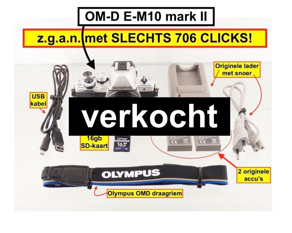Z.G.A.N. 706 clicks OLYMPUS OM-D E-M10 markII, Audio, Tv en Foto, Fotocamera's Digitaal, 16 megapixels, Ophalen of Verzenden, Zo goed als nieuw