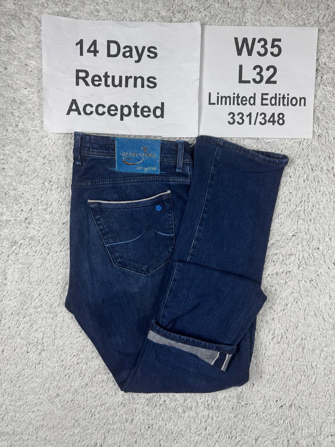 Jacob Cohën 622 Nick Selvedge Limited Edition Jeans W35 L32, B, Blauw, Ophalen of Verzenden, Zo goed als nieuw