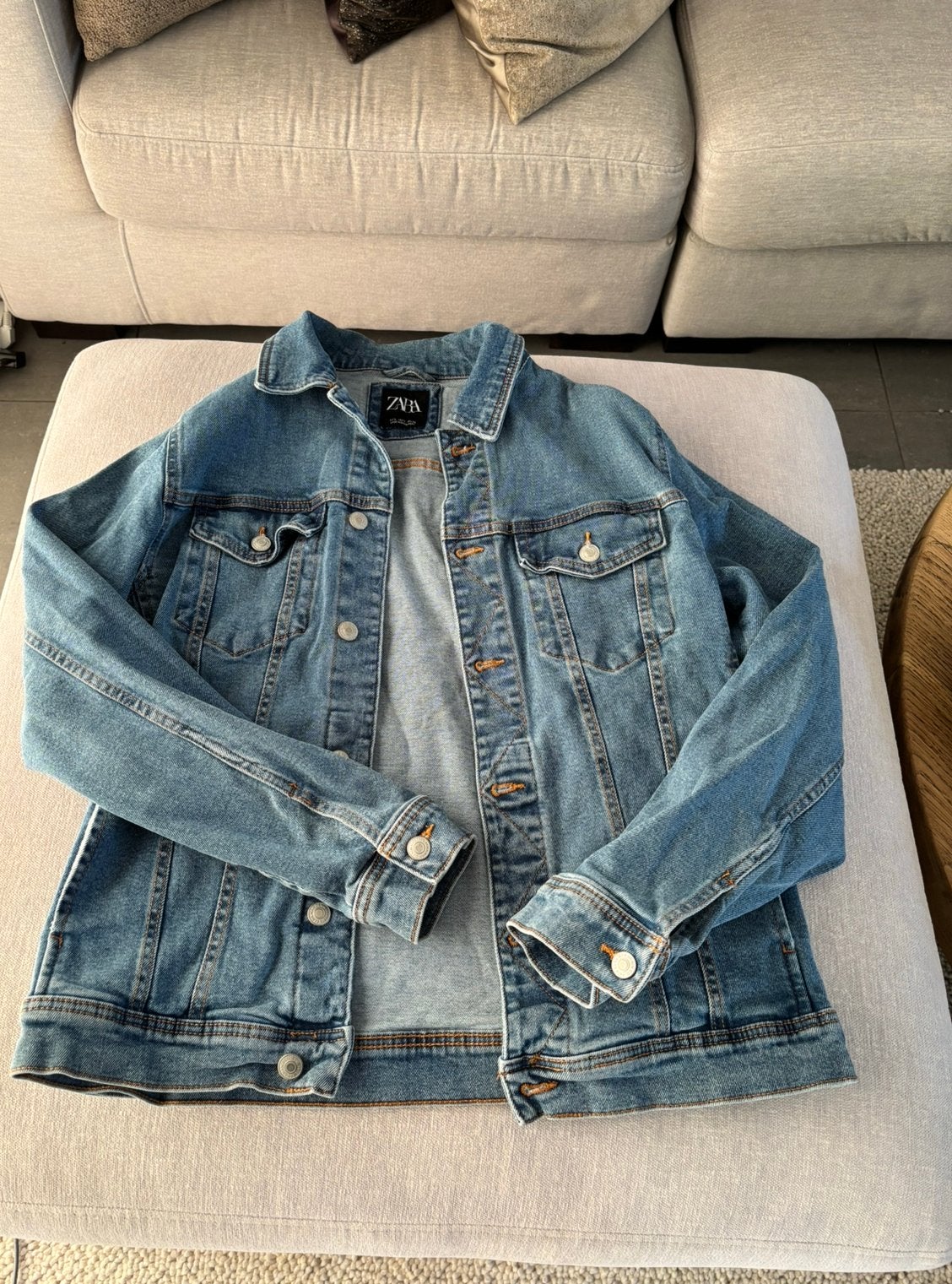 Classic spijkerjas denim jas zara man heren maat L, Ophalen of Verzenden, Zo goed als nieuw, Maat 52/54 (L), Blauw
