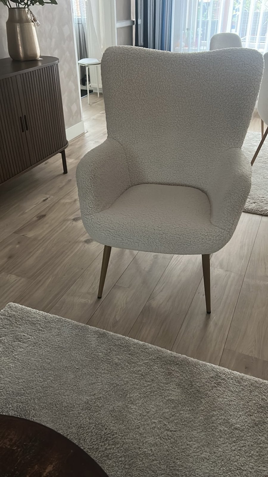 Witte teddy stoel/bank, Huis en Inrichting, Stoelen, Ophalen, Wit, Zo goed als nieuw, Eén