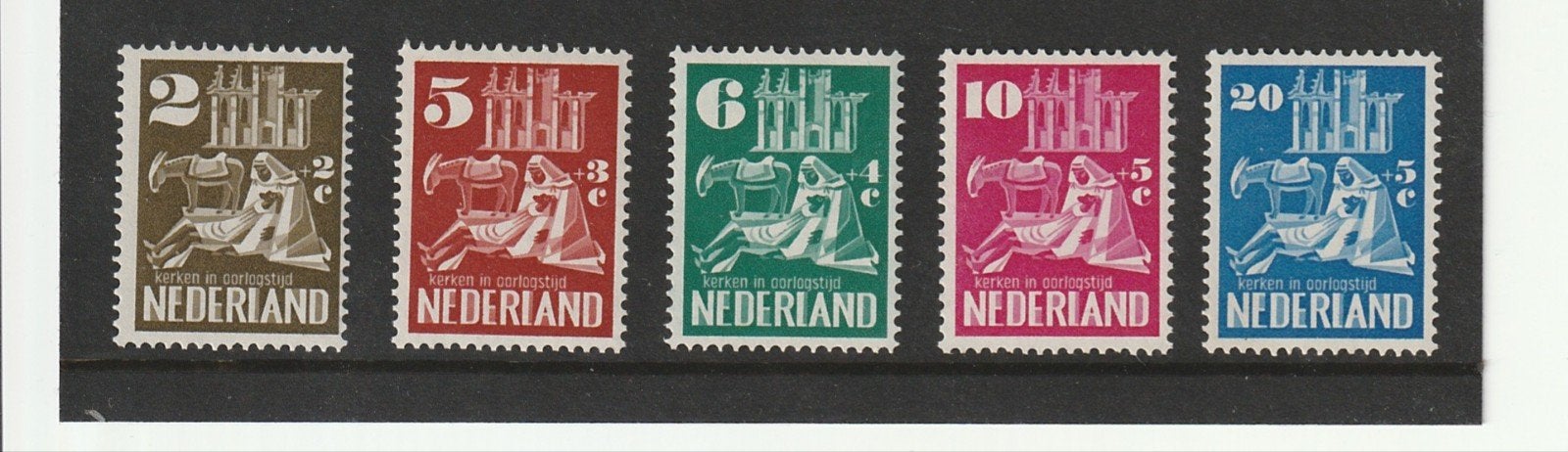 1950 serie NVHP 556#560 Kerken in Oorlogstijd postfris, Ophalen of Verzenden, Na 1940, Postfris