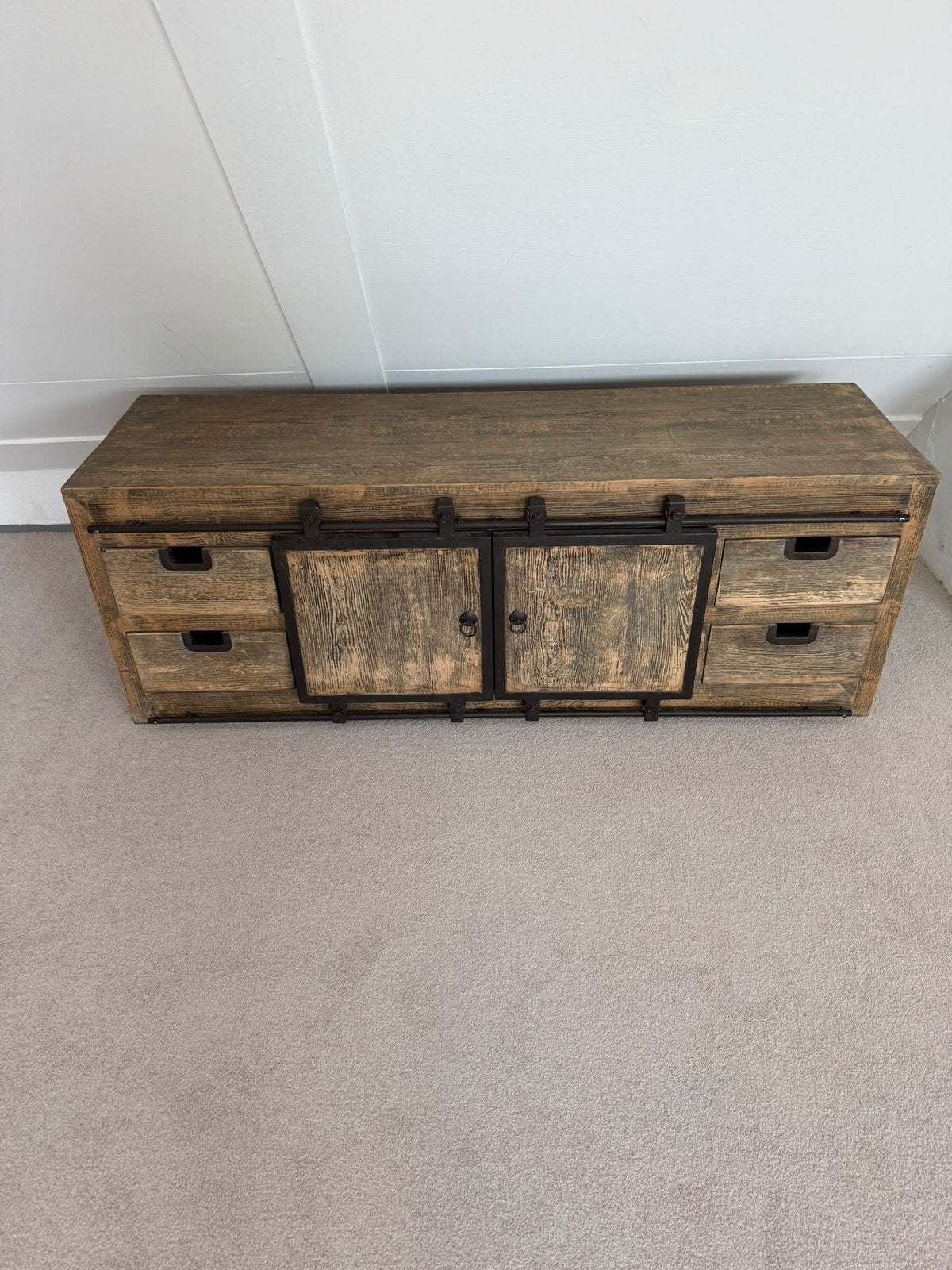 Dressoir met 4 lades 2 schuifdeuren, Ophalen, Zo goed als nieuw, 25 tot 50 cm