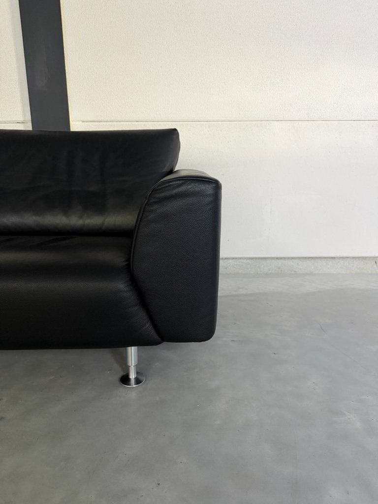 Rolf Benz 250 – Zwart Leder – Uitstekende staat, Ophalen, 150 tot 200 cm, Driepersoons, 75 tot 100 cm