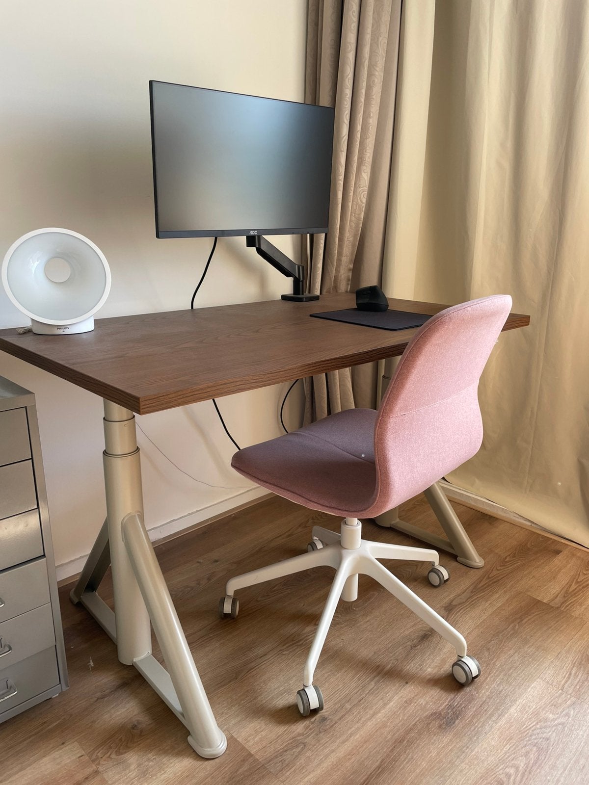 Idasen zit/sta bureau zgan Beige onderstel IKEA, Ophalen, Zo goed als nieuw
