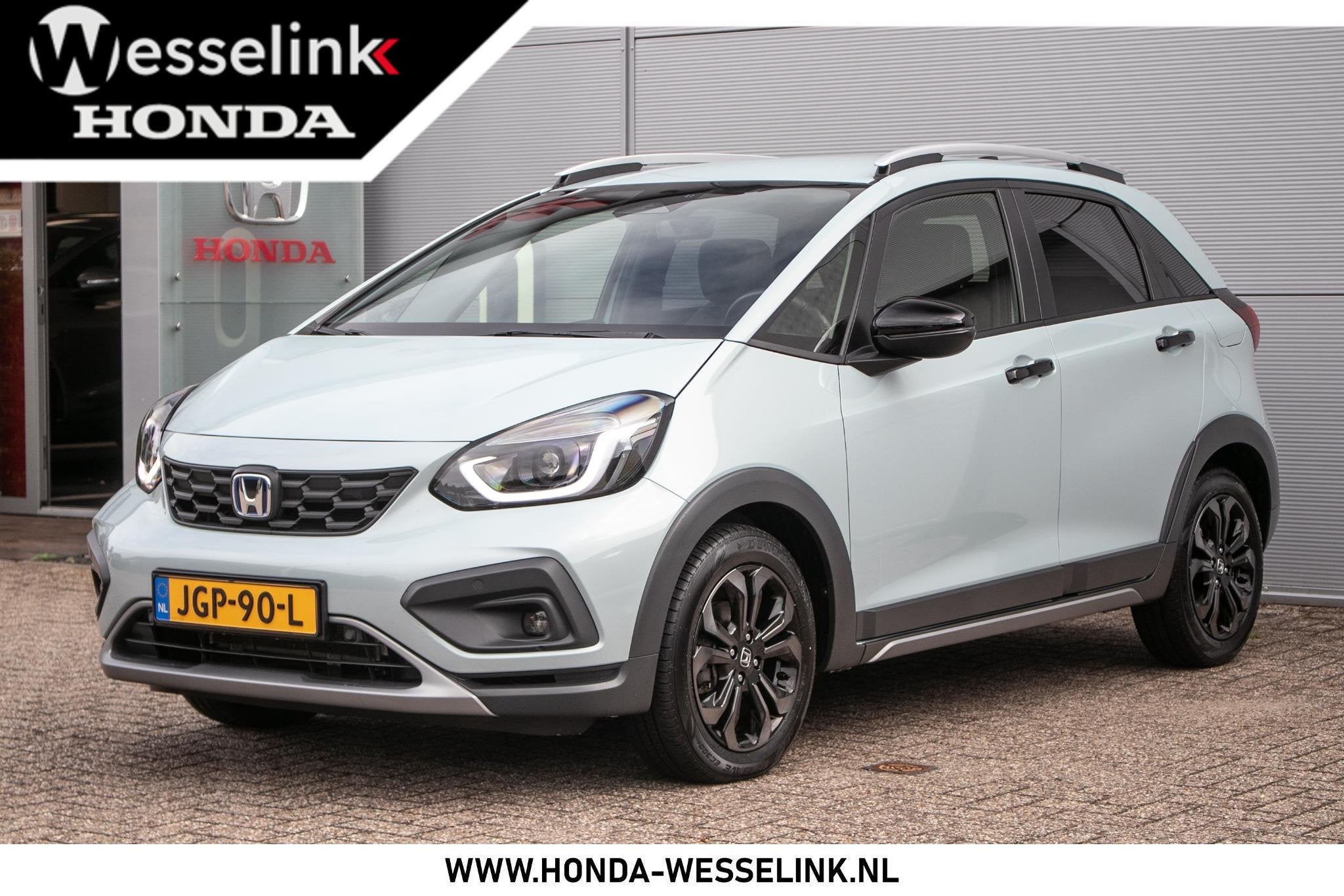 Honda Jazz 1.5 e:HEV Advance Crosstar -Navi | Apple Carpl/An, Auto's, Honda, Dealer onderhouden, 4 cilinders, Blauw, Leder en Stof