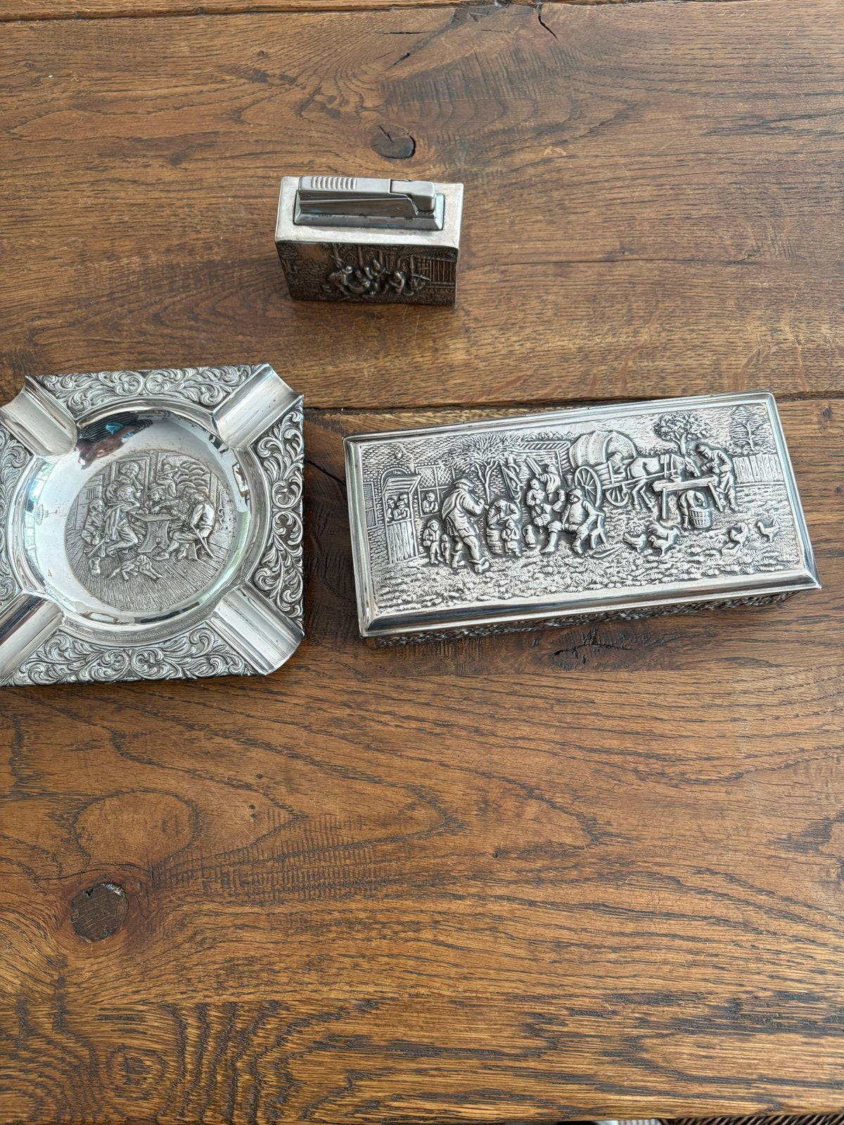 Vintage Tafelstel: Asbak, Aansteker & Sigarettendoos, Ophalen of Verzenden