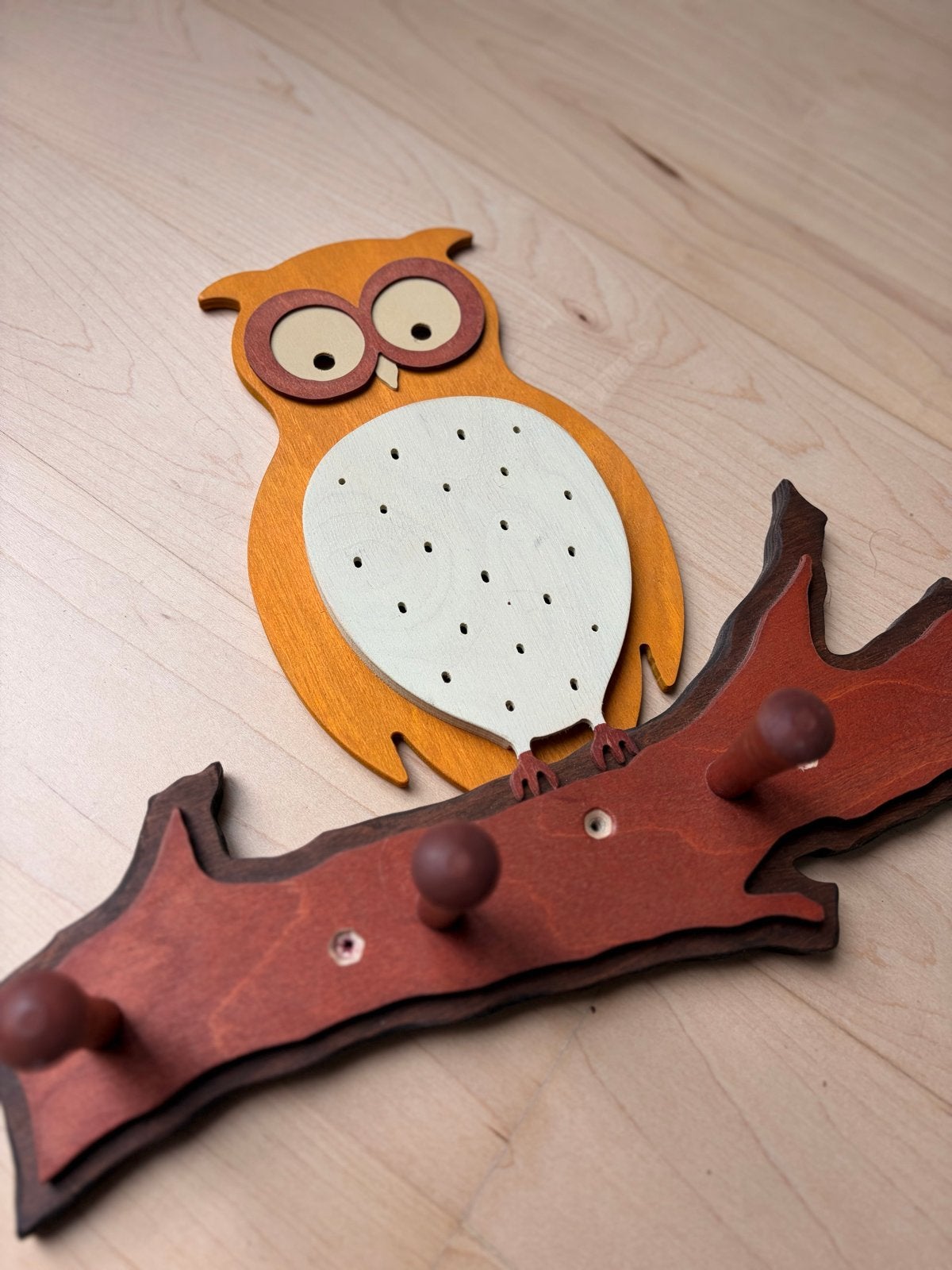 Leuke houten uilen kapstok voor de kinderkamer, Huis en Inrichting, Ophalen of Verzenden, Zo goed als nieuw, Minder dan 100 cm