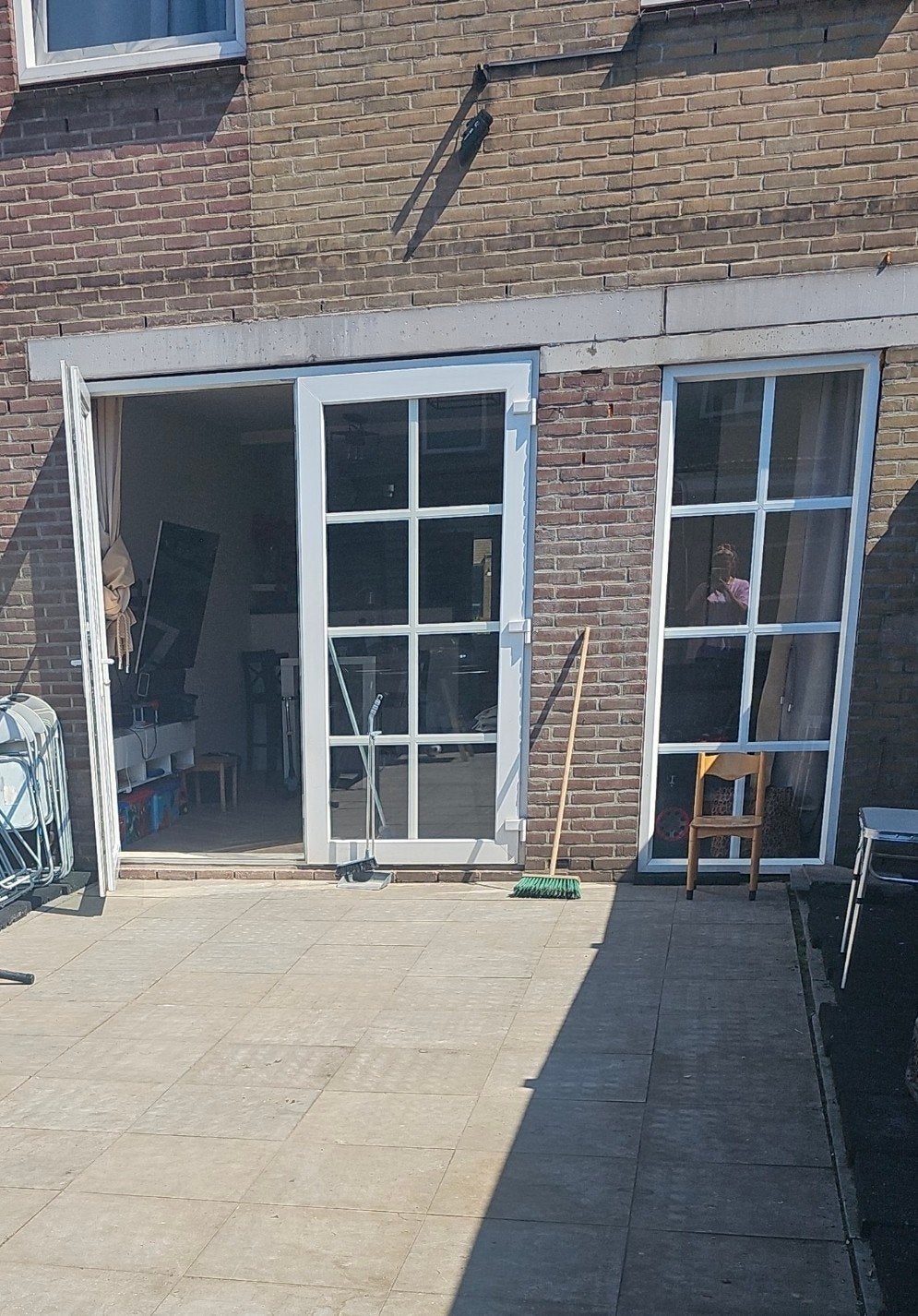 Achterpui met dubbel glas en 2 openslaande deuren, Ophalen, Gebruikt, Buitendeur, Glas