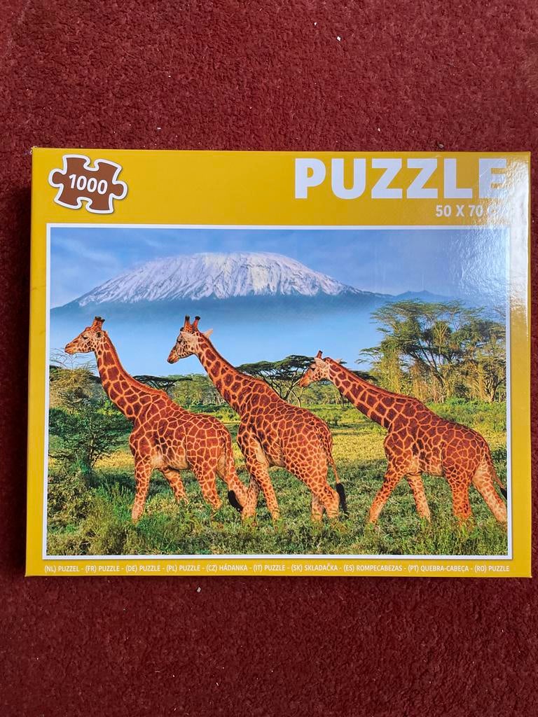 Puzzel 1000 stukjes - Giraffen en Kilimanjaro, Ophalen of Verzenden, 500 t/m 1500 stukjes, Nieuw, Legpuzzel